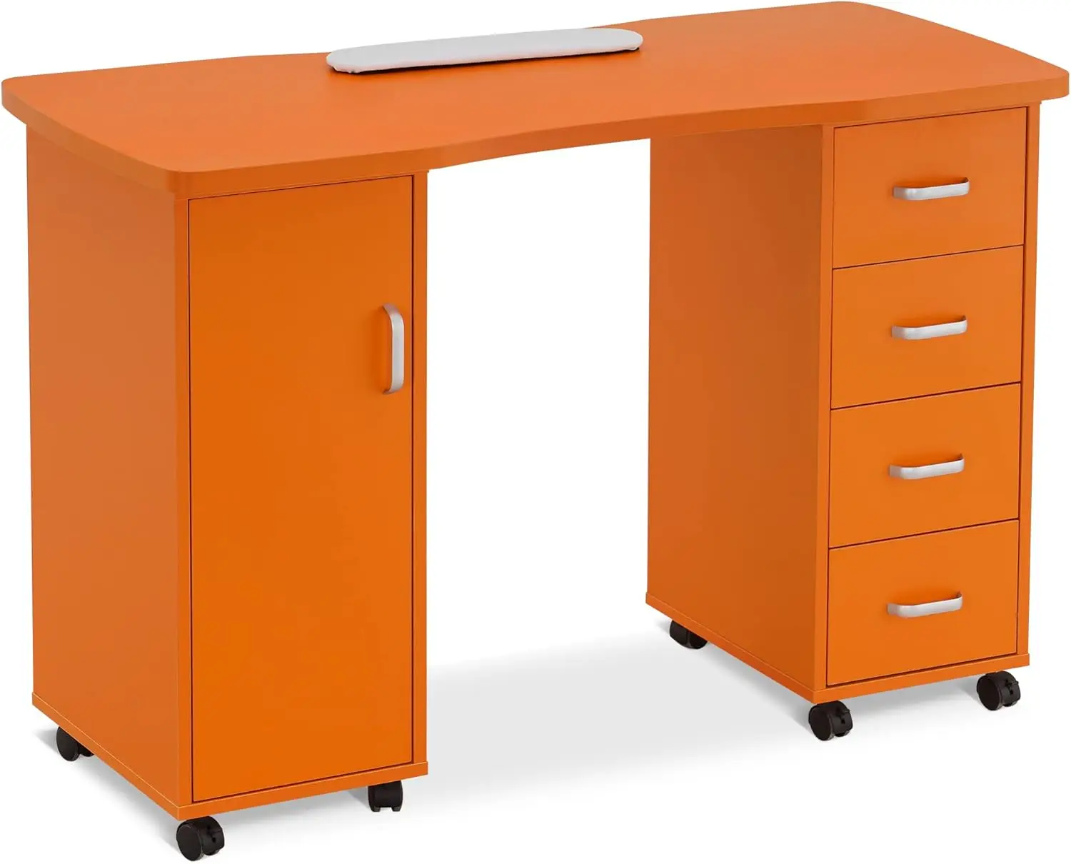 Acetone Resistant Manicure Table Nail Tech Desk with 4 Drawers 2 Cabinet Lockable Wheels Wrist Pad Beauty Salon Equipment 0611
Acetone Resistant Manicure Table Nail Tech Desk with 4 Drawers 2 Cabinet Lockable Wheels Wrist Pad Beauty Salon Equipment 0611