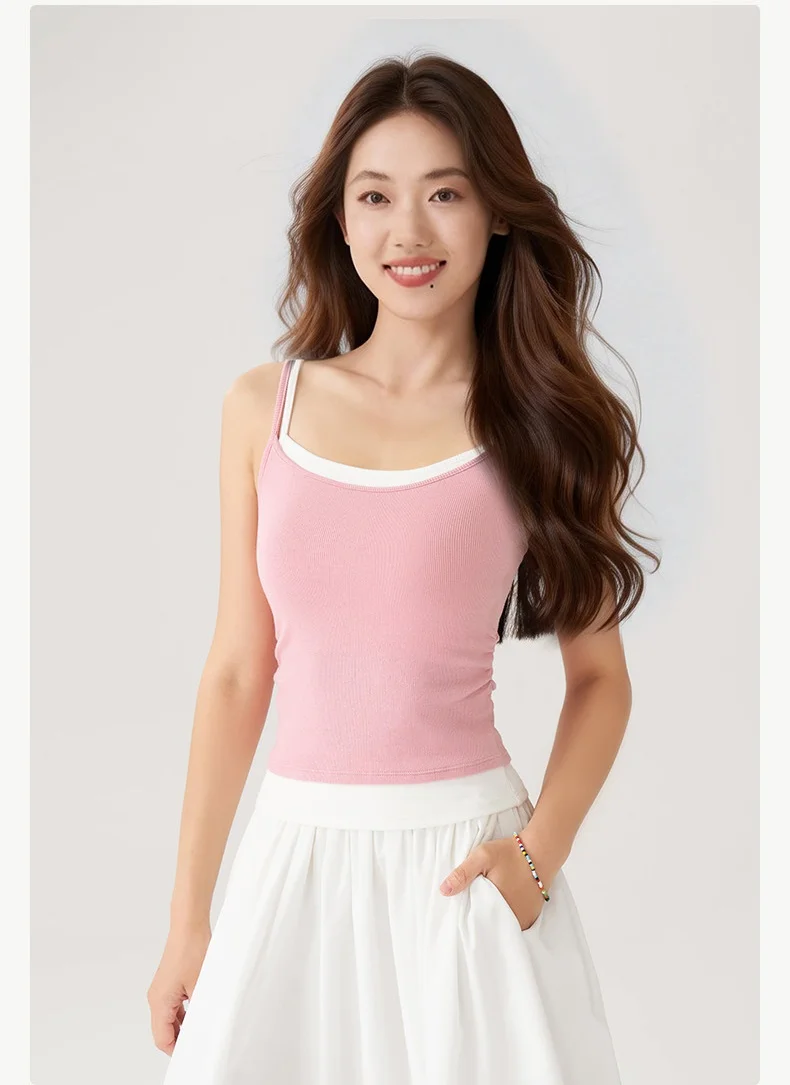 Fake Two Pieces Women Color Matching One-piece Cup Knitted Vest Outdoor Sport Fitness Gym Training Elastic Breathable Tank Tops
Fake Two Pieces Women Color Matching One-piece Cup Knitted Vest Outdoor Sport Fitness Gym Training Elastic Breathable Tank Tops