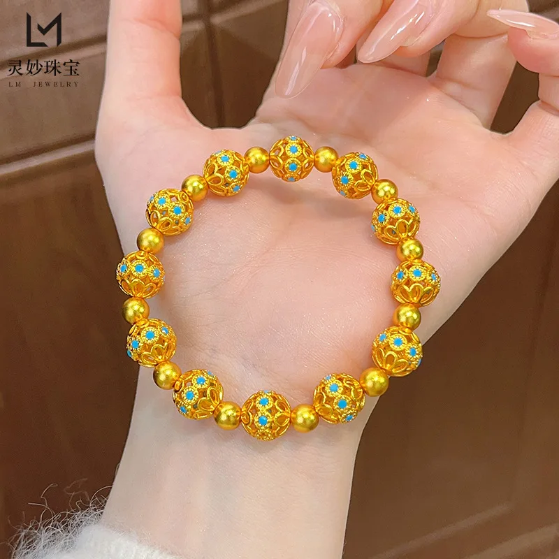 The same style as gold shop 24K real gold enamel hollow filament round bead bracelet au999 gold bracelet retro fashion
The same style as gold shop 24K real gold enamel hollow filament round bead bracelet au999 gold bracelet retro fashion