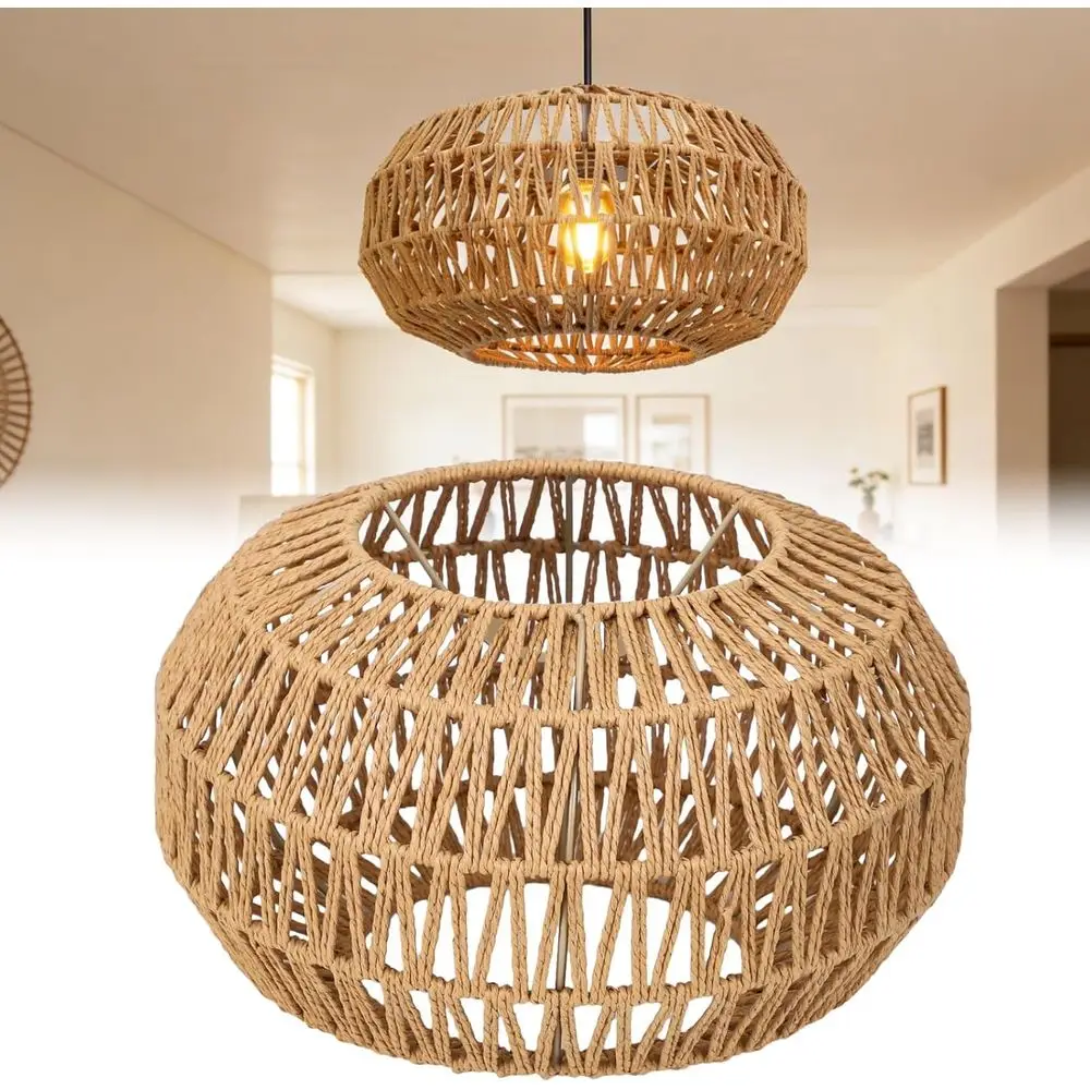 Pendant Light Shade,11.81 x 7.19 in Rattan Lamp Shade Woven Natural Paper Rope Lamp Shades,Handmade Rustic Boho Ceiling Lights C
Pendant Light Shade,11.81 x 7.19 in Rattan Lamp Shade Woven Natural Paper Rope Lamp Shades,Handmade Rustic Boho Ceiling Lights C