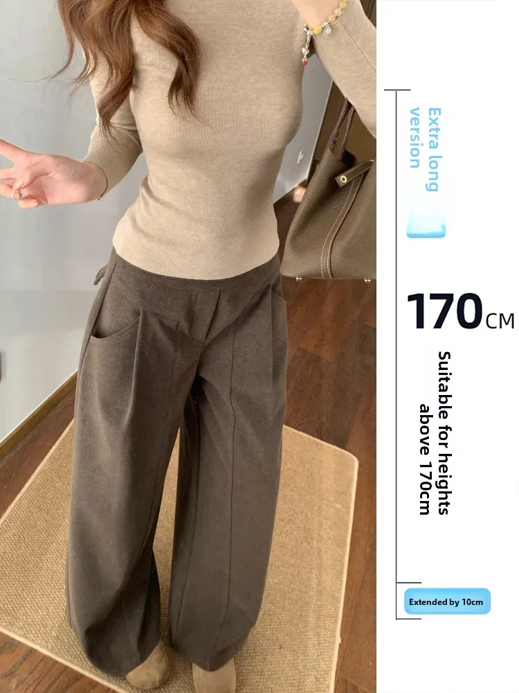 Long Version Lazy Sle Drapey Suit Casual Pants Women Autumn Winter High Waist Pleated Wide Leg Floor Length Trousers
Long Version Lazy Sle Drapey Suit Casual Pants Women Autumn Winter High Waist Pleated Wide Leg Floor Length Trousers