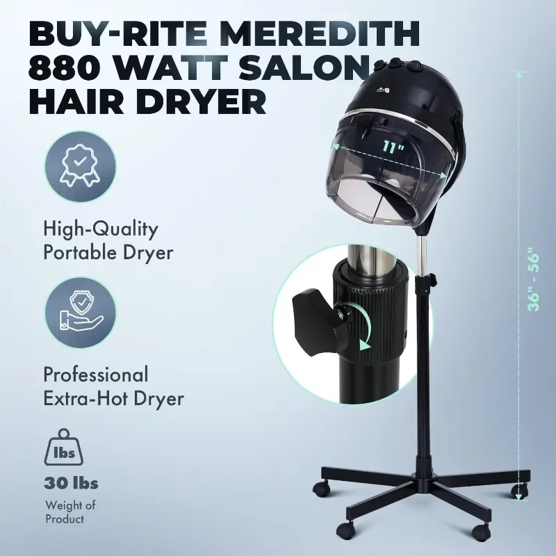 Салонный фен Buy-Rite Meredith, 880 Вт, прочный, с 5 звездочками, полностью регулируемая высота, 60-минутный таймер, автоматическое отключение
Салонный фен Buy-Rite Meredith, 880 Вт, прочный, с 5 звездочками, полностью регулируемая высота, 60-минутный таймер, автоматическое отключение