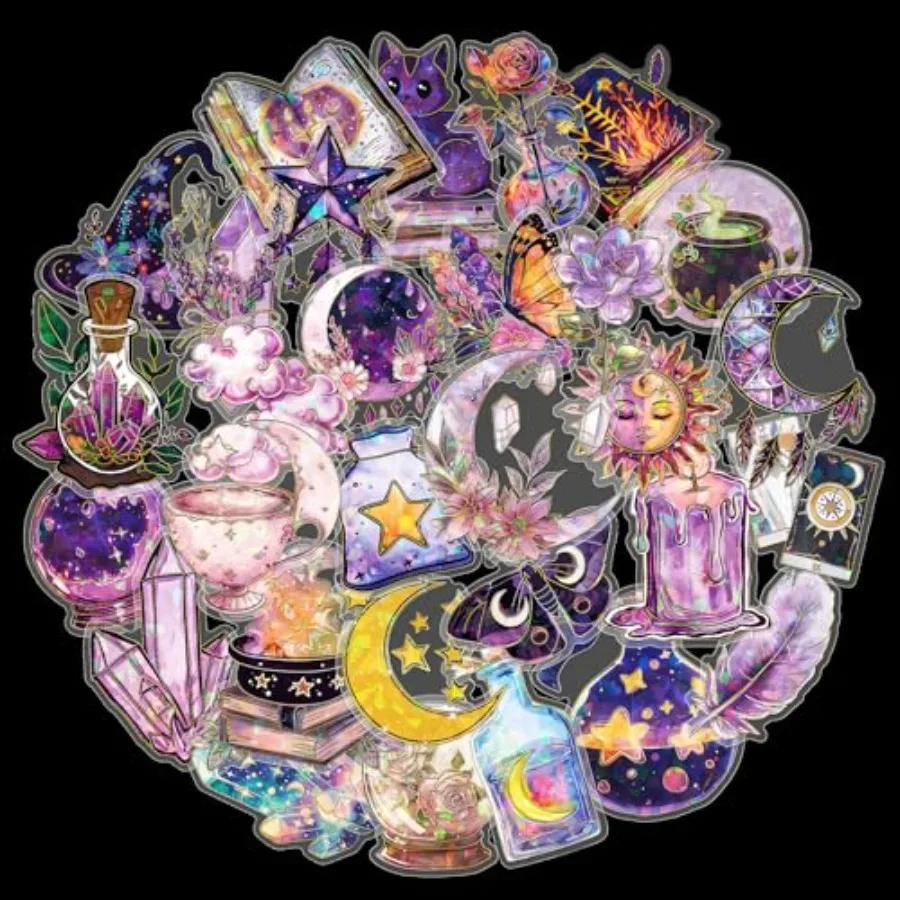 Holographic Gold Foil Magic Witch Astrology Stickers - 30Pcs Transparent Mysterious Witchy Stuff Stickers for Scrapbook, Journa
Holographic Gold Foil Magic Witch Astrology Stickers - 30Pcs Transparent Mysterious Witchy Stuff Stickers for Scrapbook, Journa
