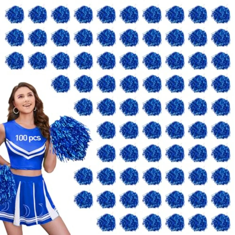 100pcs Blue Metallic Cheerleader Pom Poms with Baton Handle for Adults Cheering Spirit Sports Party Dance Sportsteam
100pcs Blue Metallic Cheerleader Pom Poms with Baton Handle for Adults Cheering Spirit Sports Party Dance Sportsteam
