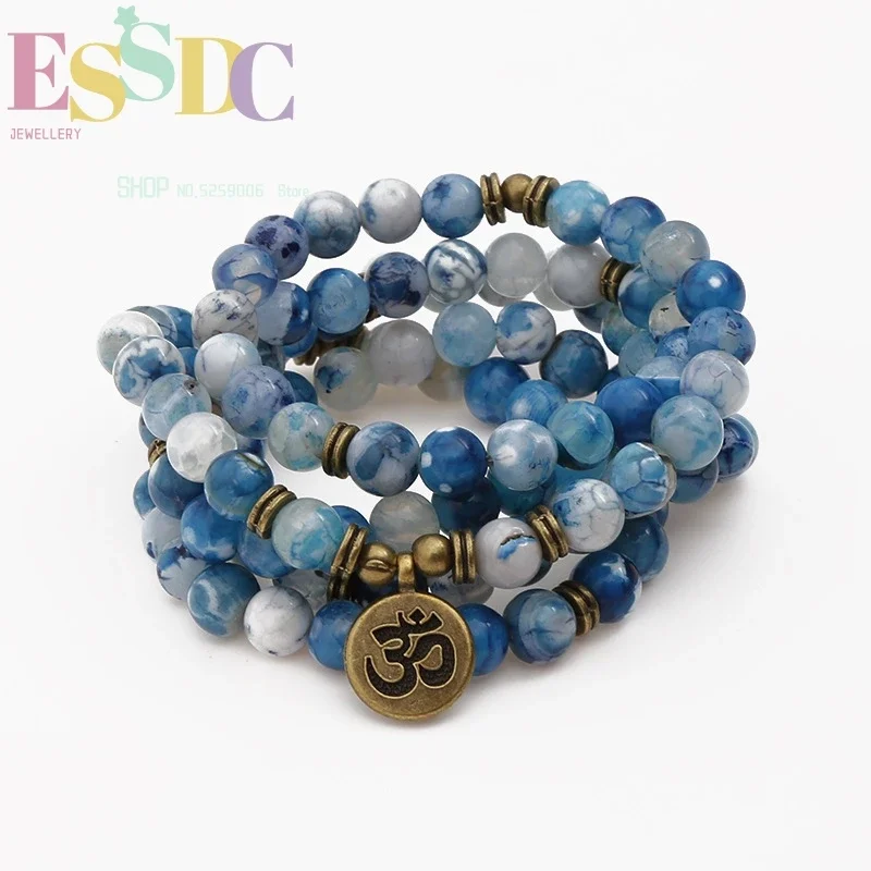 Natural Deep Sea Blue Line Onyx Bracelet 108 Mala OHM Pedant or Necklace Fashion or Female Energy Yoga
Natural Deep Sea Blue Line Onyx Bracelet 108 Mala OHM Pedant or Necklace Fashion or Female Energy Yoga