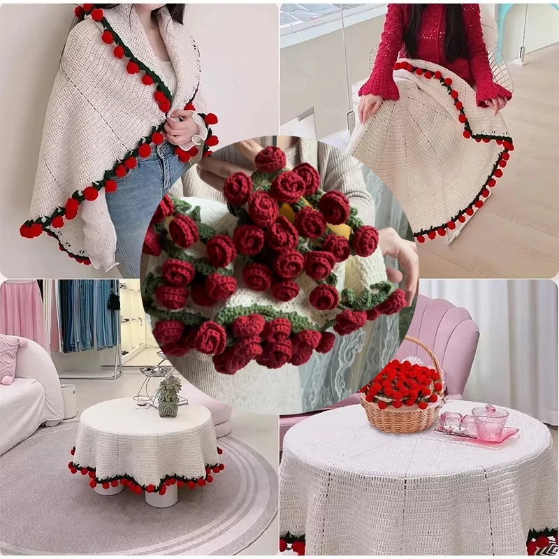 Office Workers Nap Handmade Crochet Soft Blanket Three-dimensional Rose Blanket Birthday Wedding Valentine Day Home Decoration
Office Workers Nap Handmade Crochet Soft Blanket Three-dimensional Rose Blanket Birthday Wedding Valentine Day Home Decoration