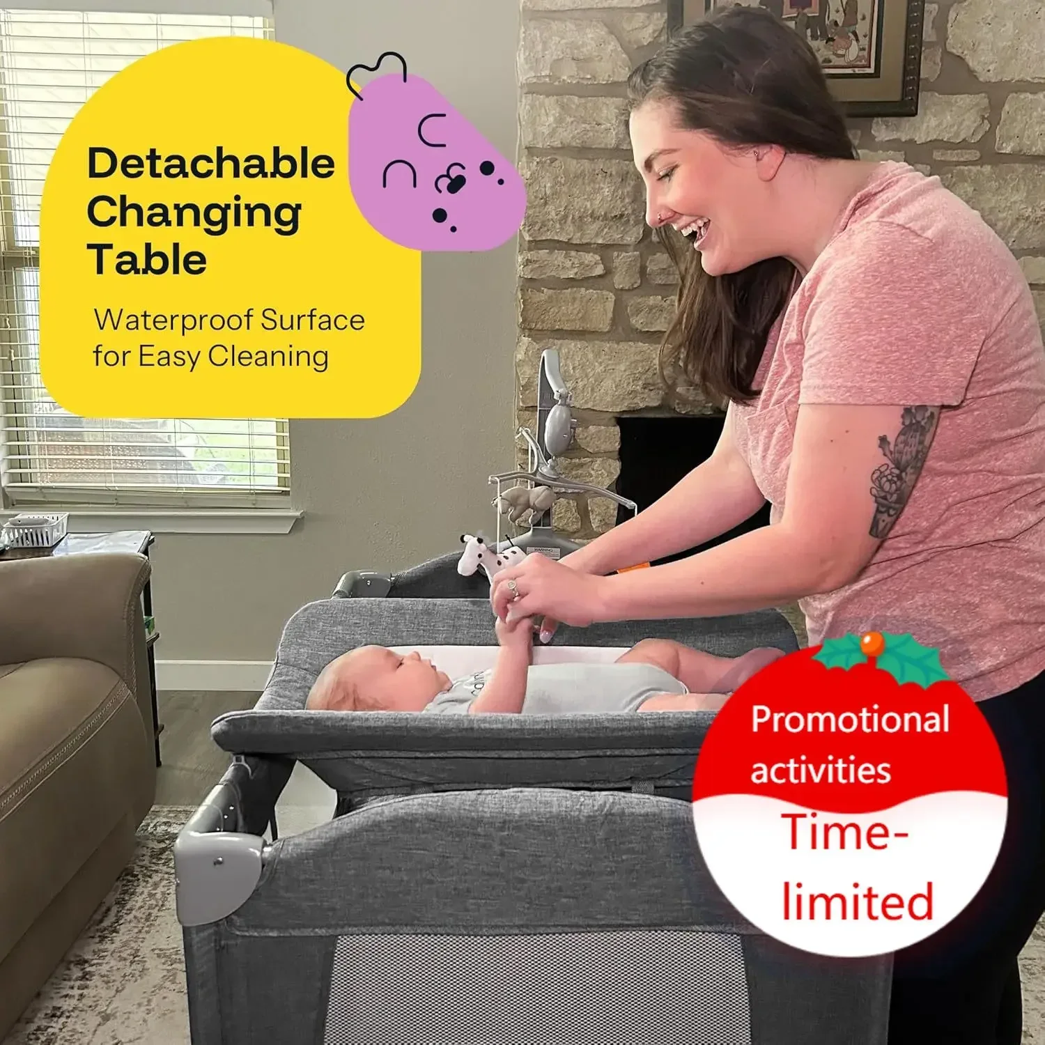 HARPPA Pack and Play 6 in 1, Portable Baby Playard for Travel, Baby Bassinet Bedside Sleeper with Mattress, Rolling Bassinet for
HARPPA Pack and Play 6 in 1, Portable Baby Playard for Travel, Baby Bassinet Bedside Sleeper with Mattress, Rolling Bassinet for