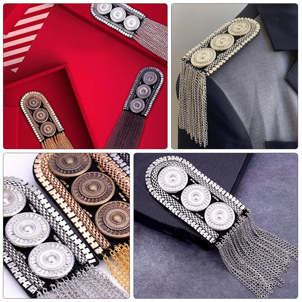 Metal Shoulder Epaulettes Badges Tassel Chain Epaulets Decor Fringe Epaulet Costume Uniform Accessories Silver Color Brightness 
Metal Shoulder Epaulettes Badges Tassel Chain Epaulets Decor Fringe Epaulet Costume Uniform Accessories Silver Color Brightness