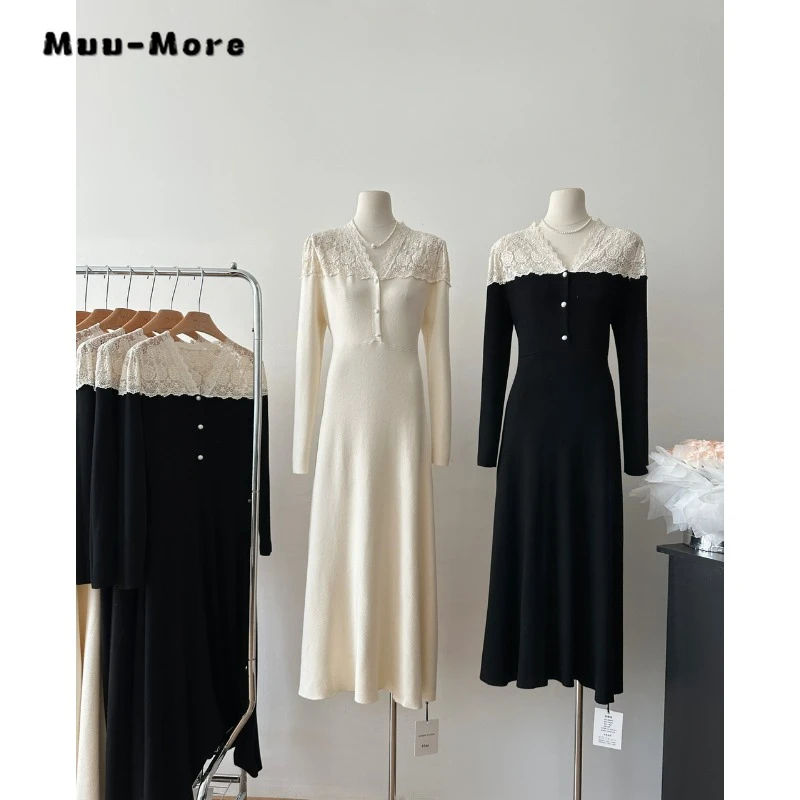 2023 Winter Lady Vintage Long Sleeve Patchwork Midi Dresses Women Elegant Casual V-neck Knitting A-Line Office Lady Dress
2023 Winter Lady Vintage Long Sleeve Patchwork Midi Dresses Women Elegant Casual V-neck Knitting A-Line Office Lady Dress