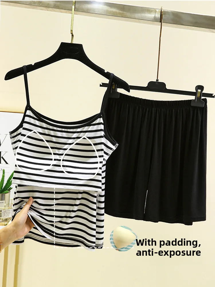 Summer Lightweight Stripe Home Clothes Set Bralette Shorts Loose plus Size Air Conditioned Sleepwear Sleep Pants Casual Style
Summer Lightweight Stripe Home Clothes Set Bralette Shorts Loose plus Size Air Conditioned Sleepwear Sleep Pants Casual Style