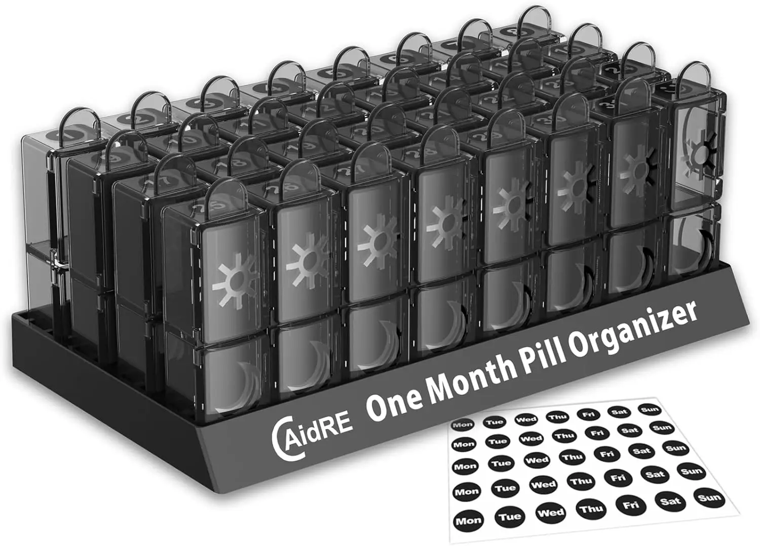 30 Day Pill Organizer 2 Times a Day, Monthly AM PM Pill Box, One Month Vitamin Holder, 32 Compartments, Black
30 Day Pill Organizer 2 Times a Day, Monthly AM PM Pill Box, One Month Vitamin Holder, 32 Compartments, Black