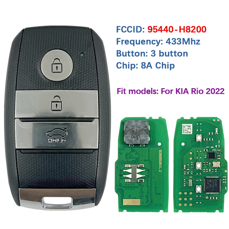 CN051266 Aftermarket 3 Button Smart Keyless Go Remote Control SYEC3FOB1611 8A Chip 434Mhz 95440-H8200 For KIA Rio 2022
CN051266 Aftermarket 3 Button Smart Keyless Go Remote Control SYEC3FOB1611 8A Chip 434Mhz 95440-H8200 For KIA Rio 2022