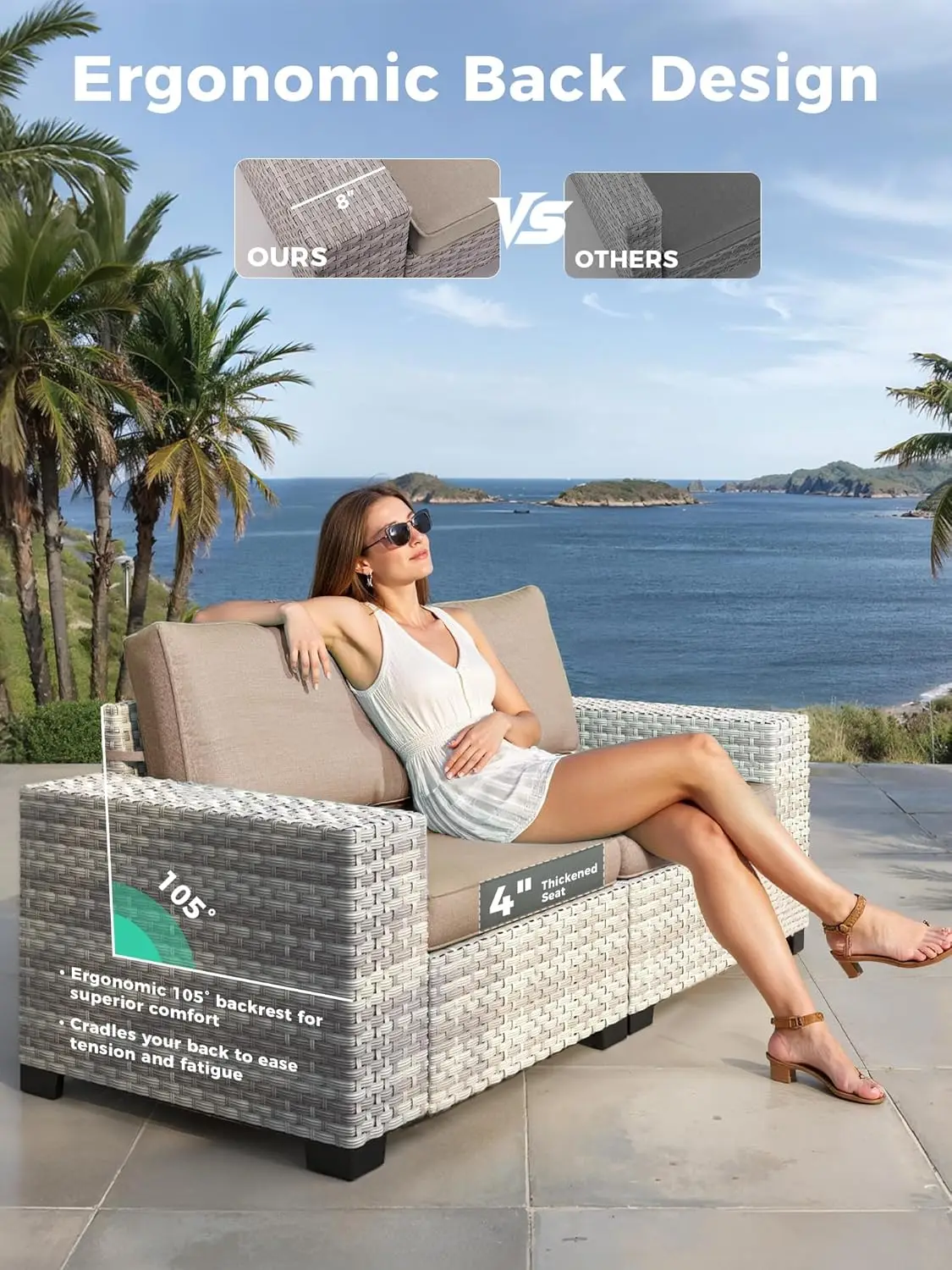 9 Piece Outdoor Patio Furniture Set 7-Seats Wicker Sectional Sofa with Swivel Chairs Thickened Cushions Customizable
9 Piece Outdoor Patio Furniture Set 7-Seats Wicker Sectional Sofa with Swivel Chairs Thickened Cushions Customizable