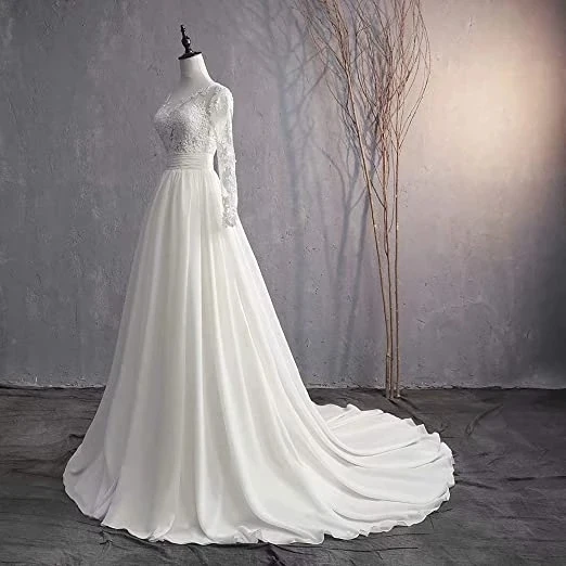 ANGELSBRIDEP Wedding Dresses Long Sleeves Long Vestido De Noiva Chiffon Applique Court Train Formal Bride Dress Hot Sale
ANGELSBRIDEP Wedding Dresses Long Sleeves Long Vestido De Noiva Chiffon Applique Court Train Formal Bride Dress Hot Sale
