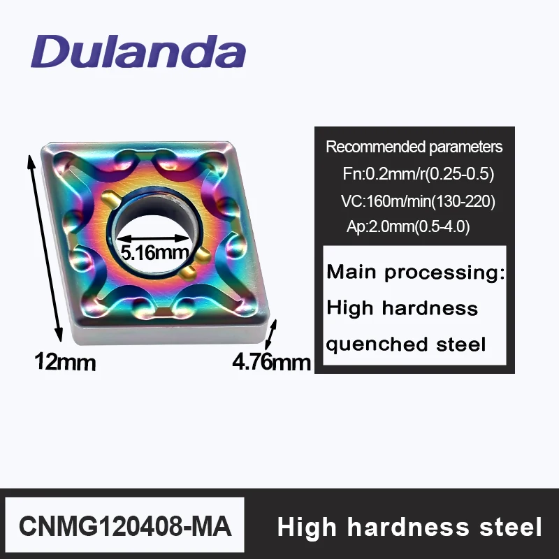 High Efficiency CNMG120408 Colorful Carbide Inserts Turning Tool CNC Lathe Cutting Blade Special for Hard Steel
High Efficiency CNMG120408 Colorful Carbide Inserts Turning Tool CNC Lathe Cutting Blade Special for Hard Steel