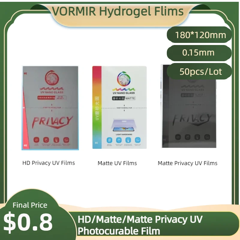 FONLYU Factory Customized 180 * 120mm Frosted HD Privacy Matte UV Curing Hydrogel Screen Protector Mobile Phone Protective Film
FONLYU Factory Customized 180 * 120mm Frosted HD Privacy Matte UV Curing Hydrogel Screen Protector Mobile Phone Protective Film