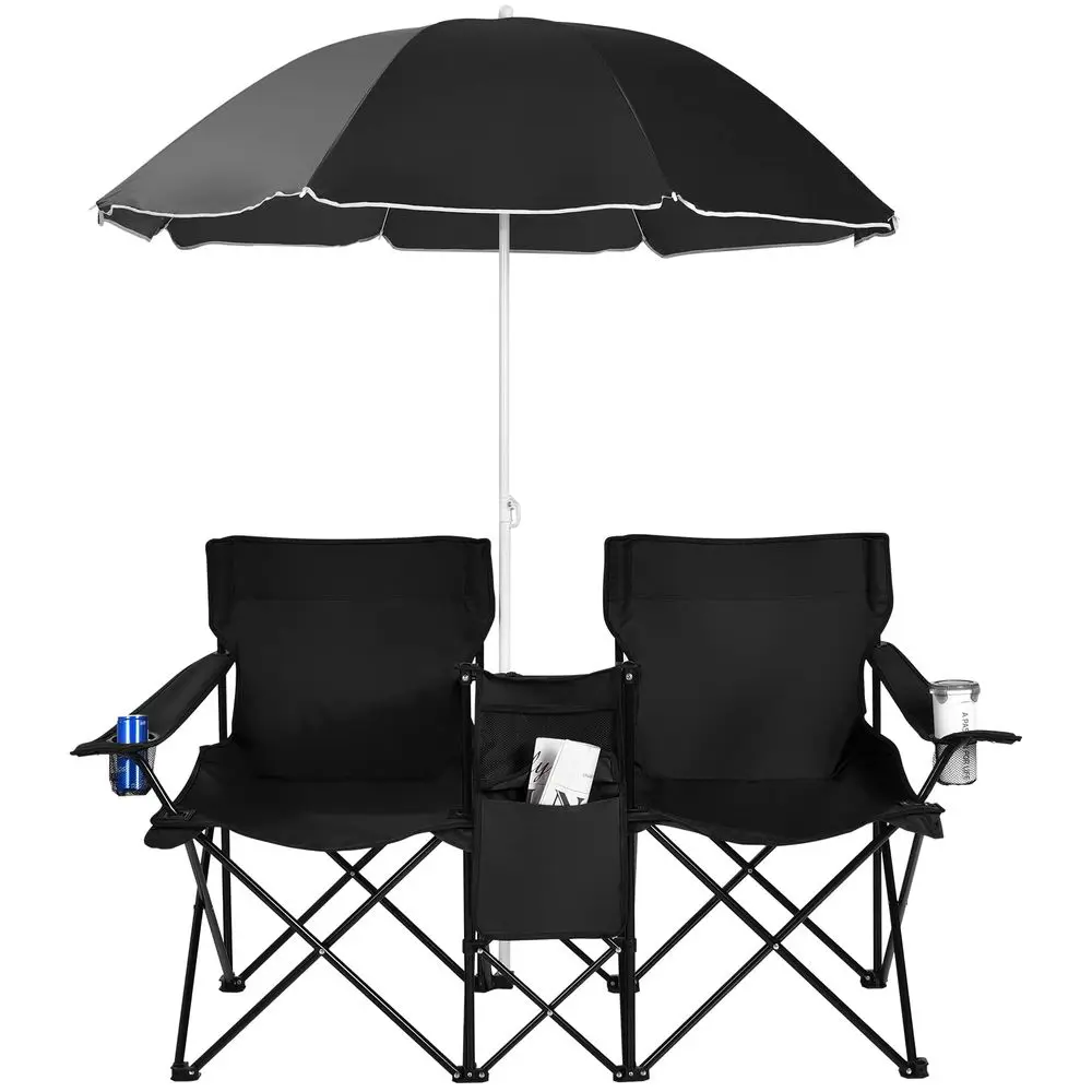 Double Camping Chair with Umbrella, Folding Loveseat Chairs w Canopy Shade, Carrying Bag, Table, Cup Holder, Portable Beach Cha
Double Camping Chair with Umbrella, Folding Loveseat Chairs w Canopy Shade, Carrying Bag, Table, Cup Holder, Portable Beach Cha
