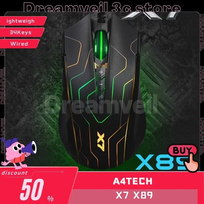 Игровая мышь A4tech X7 X89, проводная легкая геймерская мышь PAW3212 RGB светильник 2400DPI Macros Office E-Sport CSOL, игровая мышь для ноутбука, ПК, подарок
Игровая мышь A4tech X7 X89, проводная легкая геймерская мышь PAW3212 RGB светильник 2400DPI Macros Office E-Sport CSOL, игровая мышь для ноутбука, ПК, подарок