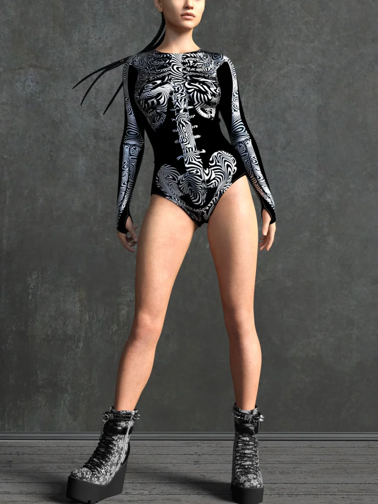 Halloween Fashion 3d Printing Adult Female Girlfriend Cyberpunk Colorful Skull Tight Swimsuit Stage Role-playing Costume Suit
Halloween Fashion 3d Printing Adult Female Girlfriend Cyberpunk Colorful Skull Tight Swimsuit Stage Role-playing Costume Suit