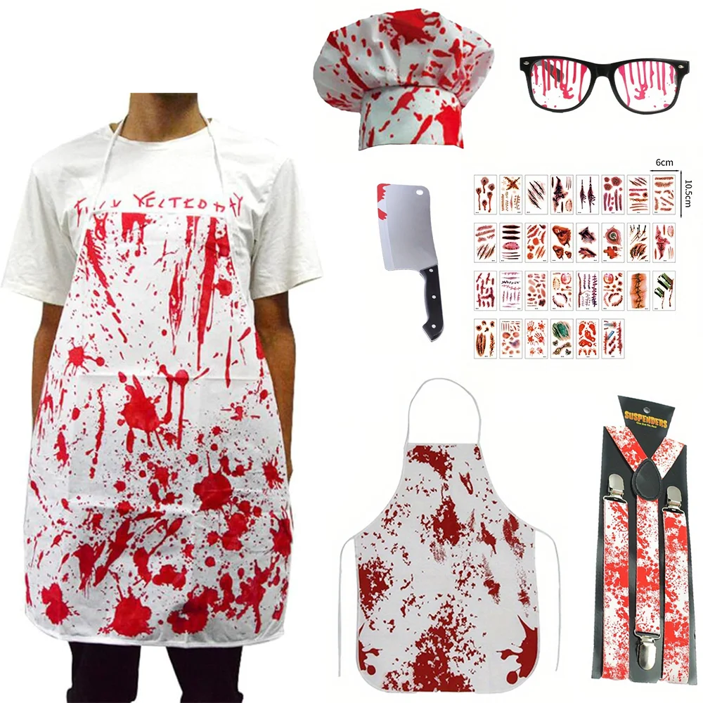 Костюм повара PESENAR Bloody Zombie, идеально подходит для Хэллоуина, костюмированных вечеринок, тематических вечеринок и многого другого 
Костюм повара PESENAR Bloody Zombie, идеально подходит для Хэллоуина, костюмированных вечеринок, тематических вечеринок и многого другого