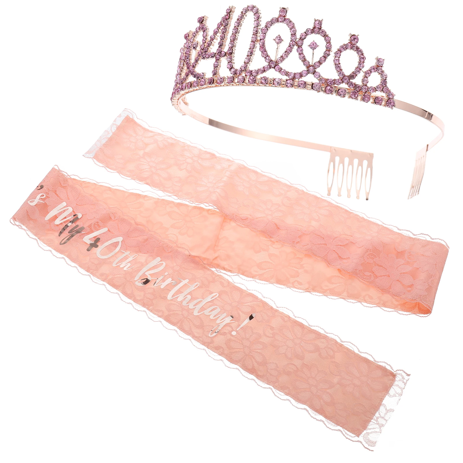 2pcs Crown Set Women Sash Rhinestone Decorations 40th Lace Straps Quality Durable Glitter Birthday Crown Sweet
2pcs Crown Set Women Sash Rhinestone Decorations 40th Lace Straps Quality Durable Glitter Birthday Crown Sweet