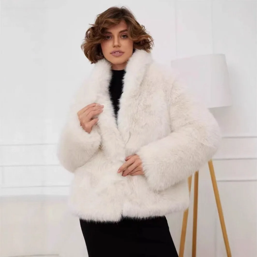 White Plu Fur Coat Casual Faionable Autumn Winter New Sle Eco-friendly Rabbit Fur Collar Long Sve Women's Jaet
White Plu Fur Coat Casual Faionable Autumn Winter New Sle Eco-friendly Rabbit Fur Collar Long Sve Women's Jaet