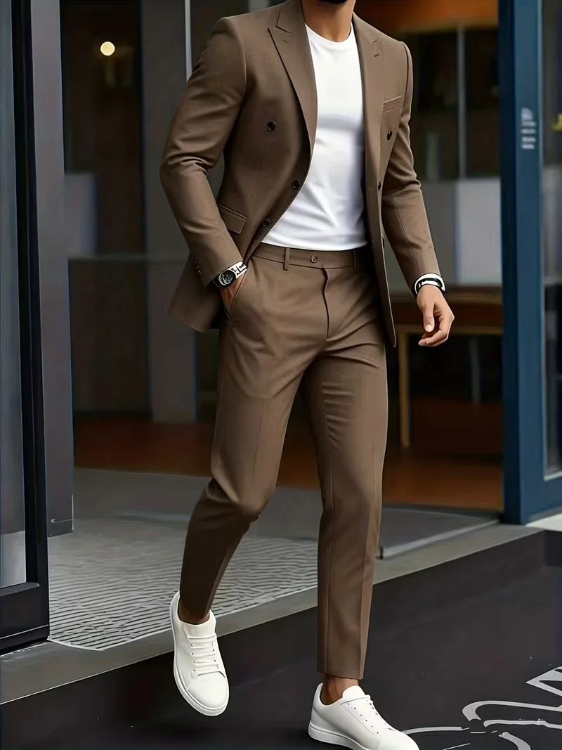Trendy 3 Colors Men Double Breasted Suit 2PCS Slim Fit Blazer Pants Anti Wrinkle Formal Casual Outfit For Daily Party Wedding
Trendy 3 Colors Men Double Breasted Suit 2PCS Slim Fit Blazer Pants Anti Wrinkle Formal Casual Outfit For Daily Party Wedding