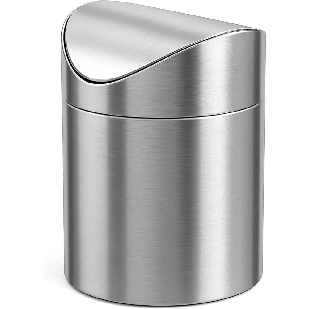 Compact Stainless Steel Mini Trash Can with Lid, 1.5L Swing Top Bin for Countertop or Office Desk
Compact Stainless Steel Mini Trash Can with Lid, 1.5L Swing Top Bin for Countertop or Office Desk