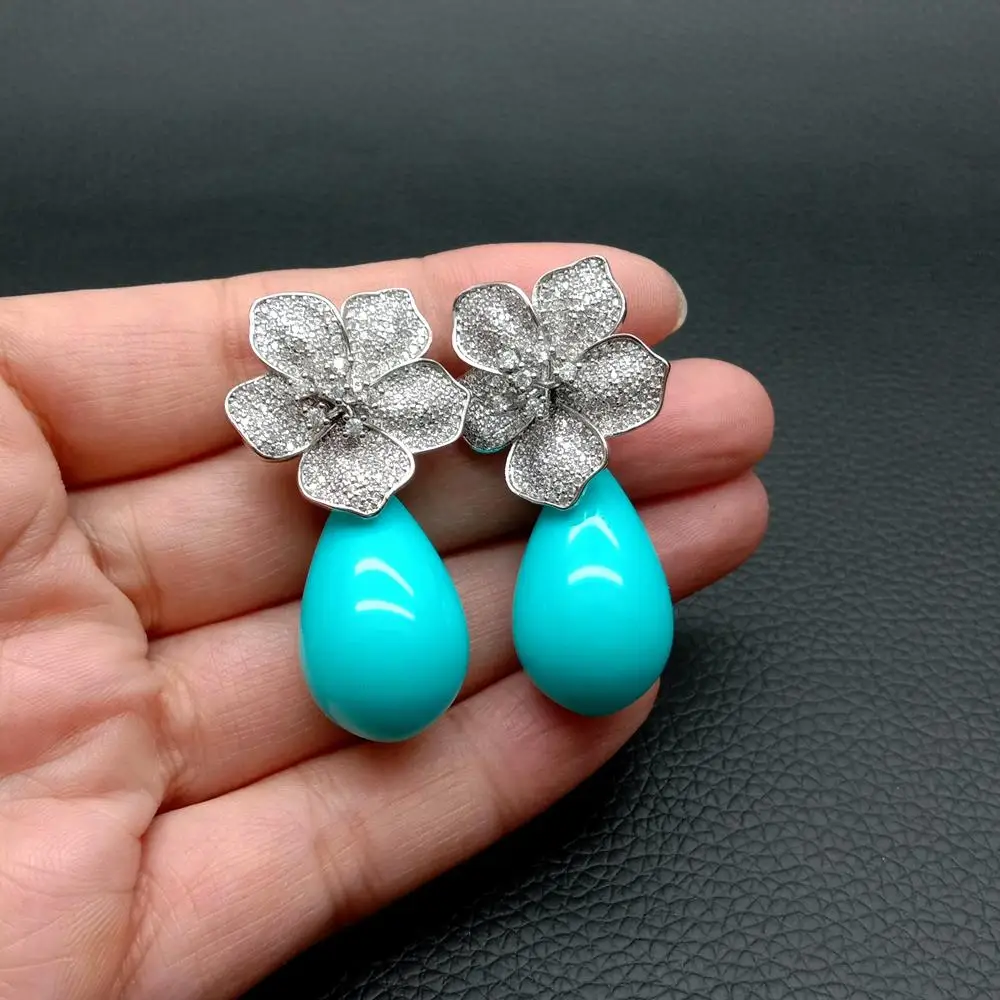 YYGEM 16x27mm Blue Sea Shell Teardrop Cz Pave Flower Stud Gold Plated Stones Earrings Party Elegant Jewelry Dropshipping
YYGEM 16x27mm Blue Sea Shell Teardrop Cz Pave Flower Stud Gold Plated Stones Earrings Party Elegant Jewelry Dropshipping