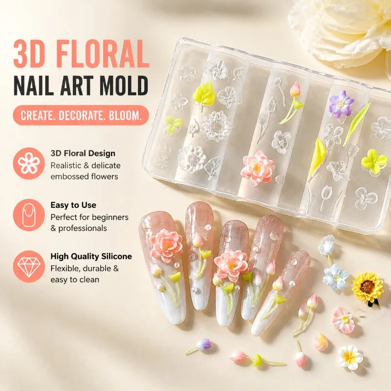 Lotus Sunflower 3D Embossed Silicone Nail Mold Easy Demold Resin Casting Mould Stereo Floral Carving Ornament Accessory
Lotus Sunflower 3D Embossed Silicone Nail Mold Easy Demold Resin Casting Mould Stereo Floral Carving Ornament Accessory