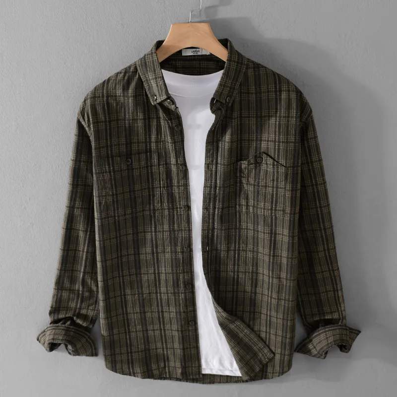 Shirt All Cotton Long Sleeved Striped Shirt Casual Trendy Men's Slim Fit Top
Shirt All Cotton Long Sleeved Striped Shirt Casual Trendy Men's Slim Fit Top