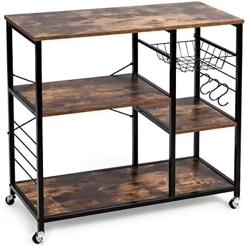 Kitchen Bakers Rack, Industrial Microwave Oven Stand with Lockable Universal Wheel, Metal Frame, Utility Shelf, Basket and , Ea
Kitchen Bakers Rack, Industrial Microwave Oven Stand with Lockable Universal Wheel, Metal Frame, Utility Shelf, Basket and , Ea