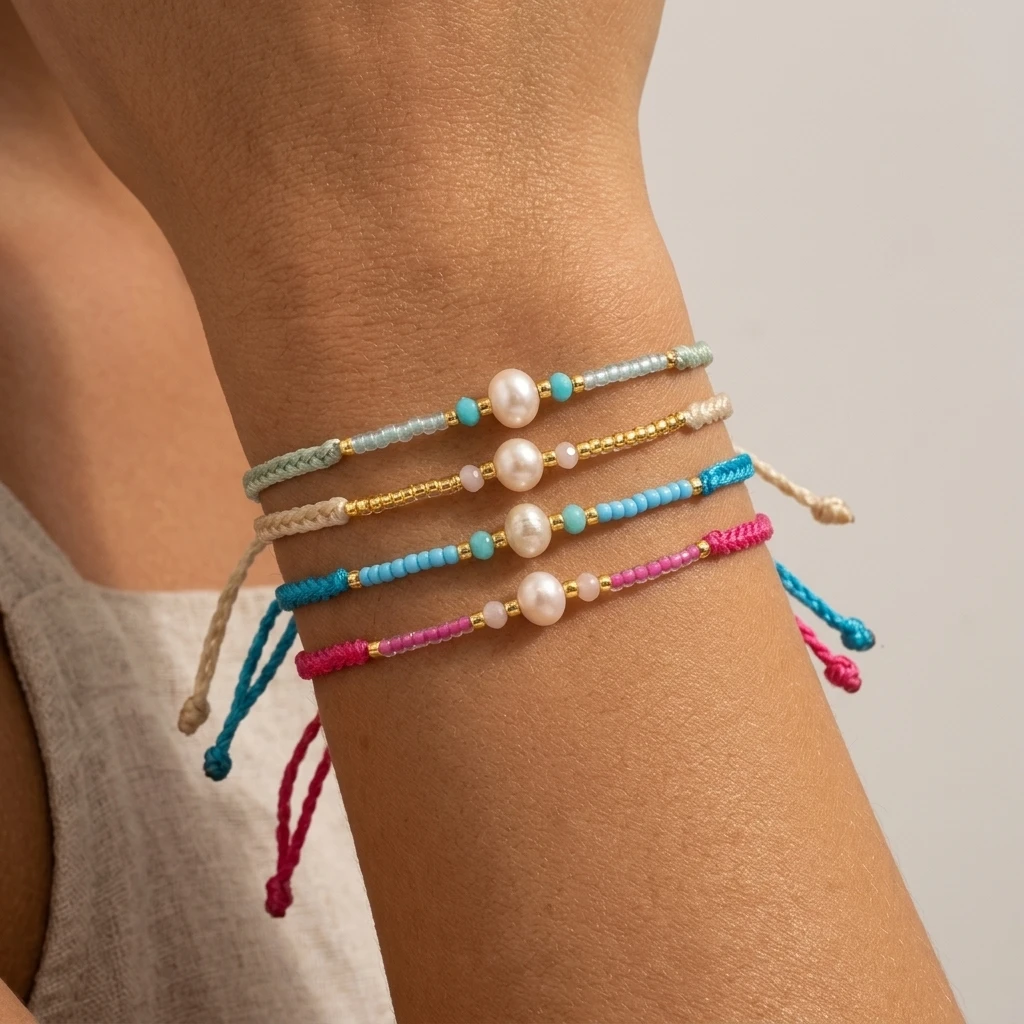 4pcs Cotton Bohemian Braided Bead Bracelet Set Adjustable Rope Chain Bracelets For Women
4pcs Cotton Bohemian Braided Bead Bracelet Set Adjustable Rope Chain Bracelets For Women