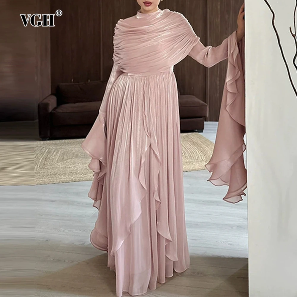 VGH Design Sense с рюшами для похудения, однотонные платья для женщин, элегантное драпированное платье с круглым вырезом и длинными рукавами, высокой талией, женская мода
VGH Design Sense с рюшами для похудения, однотонные платья для женщин, элегантное драпированное платье с круглым вырезом и длинными рукавами, высокой талией, женская мода