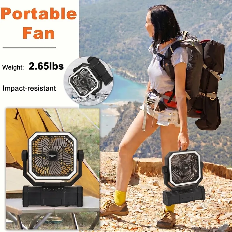 Portable Camping Fan 3-in-1 20000mAh Rechargeable Battery Powered Fan with Light Remote & Hook for Outdoor Travel Camping Tent
Portable Camping Fan 3-in-1 20000mAh Rechargeable Battery Powered Fan with Light Remote & Hook for Outdoor Travel Camping Tent