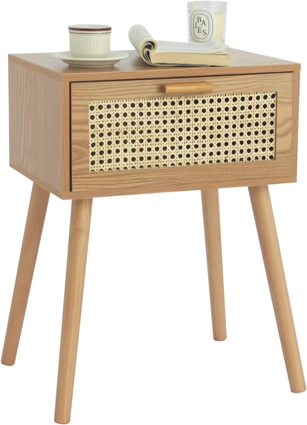 Mid Century Nightstand, Rattan Side Table with Drawer, Modern Bedside Table with Storage and Solid Wood Legs for Living Room
Mid Century Nightstand, Rattan Side Table with Drawer, Modern Bedside Table with Storage and Solid Wood Legs for Living Room