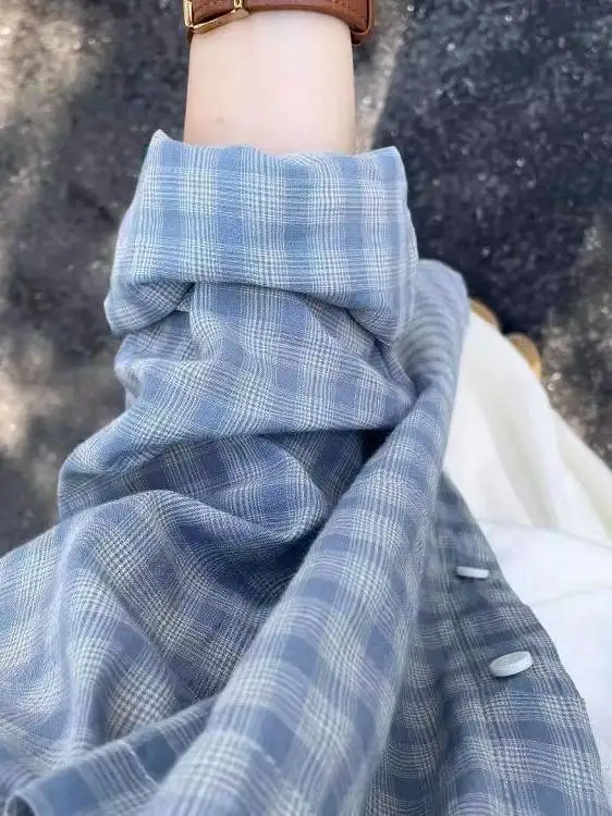 Blue Plaid Women's Loose Casual Sun Protection Shirt Spring 2026 Korean Style Lazy Fashion Top All-Match Outerwear
Blue Plaid Women's Loose Casual Sun Protection Shirt Spring 2026 Korean Style Lazy Fashion Top All-Match Outerwear