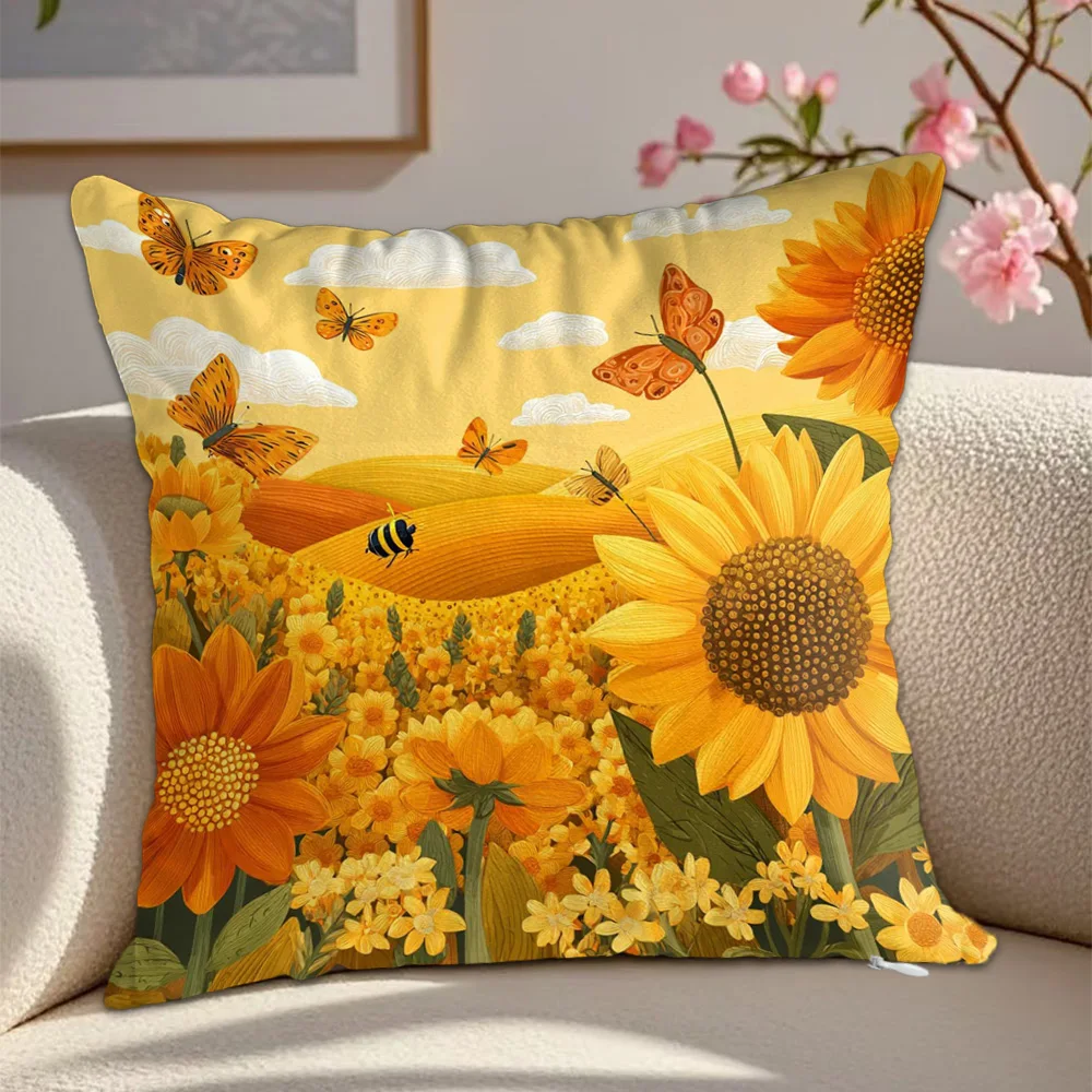 Декоративные наволочки с изображением подсолнухов, птиц и листьев, 45x45 см, для дома, спальни, декоративные элементы интерьера.
Декоративные наволочки с изображением подсолнухов, птиц и листьев, 45x45 см, для дома, спальни, декоративные элементы интерьера.
