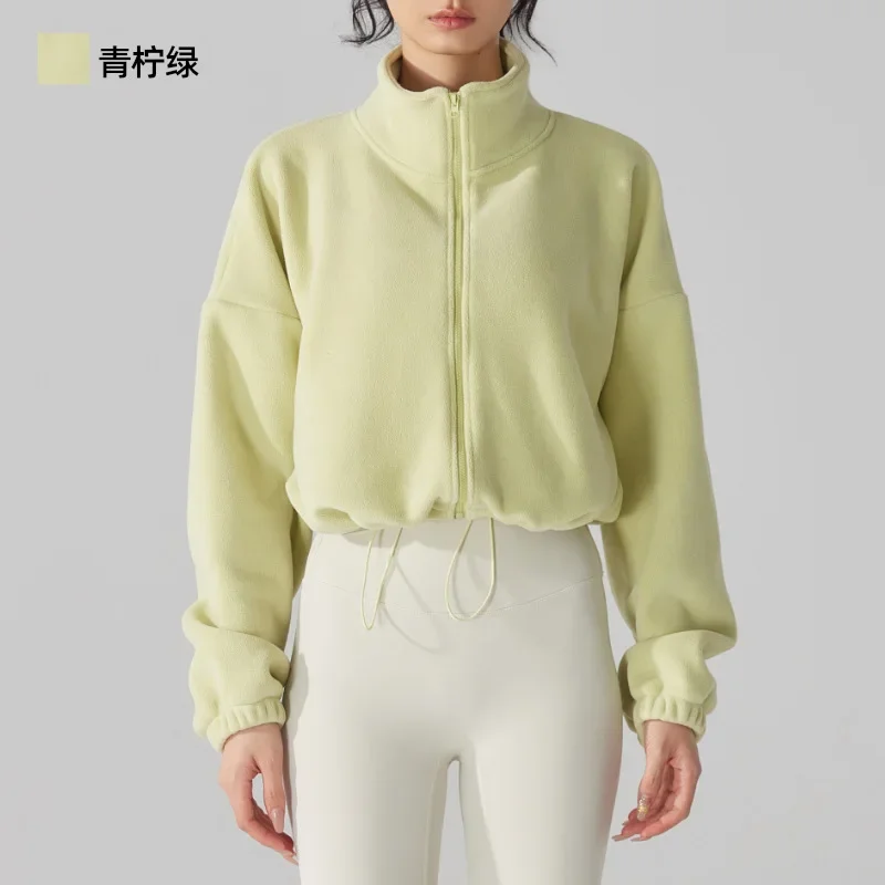 Solid Color Stand Collar Polar Fleece Short Zipper Hoodie Jacket, Women's Autumn and Winter New Thick Casual Sports Running Coat
Solid Color Stand Collar Polar Fleece Short Zipper Hoodie Jacket, Women's Autumn and Winter New Thick Casual Sports Running Coat