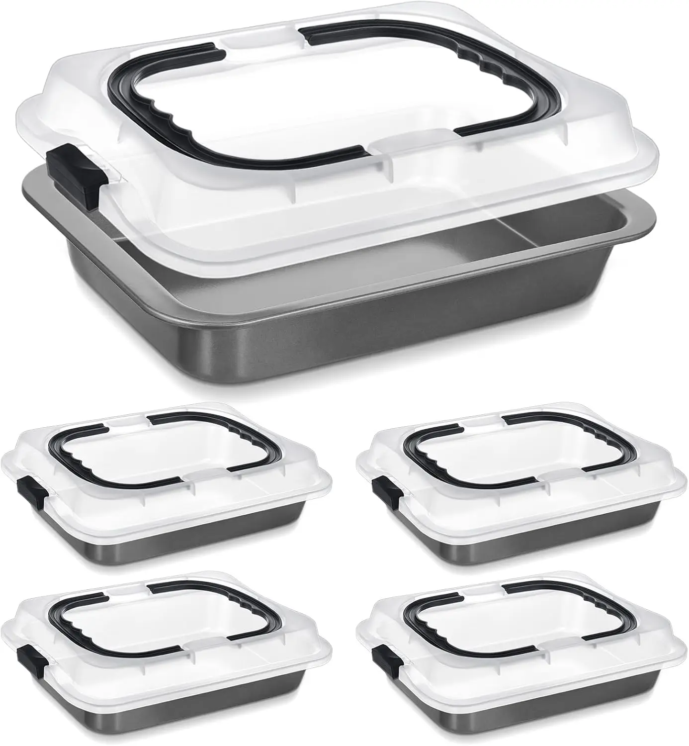 4 Pcs Cake Baking Pan with Lid and Handle, 9 x 13 Inch Non-stick RecSheet Cake Pan Carrier for
4 Pcs Cake Baking Pan with Lid and Handle, 9 x 13 Inch Non-stick RecSheet Cake Pan Carrier for
