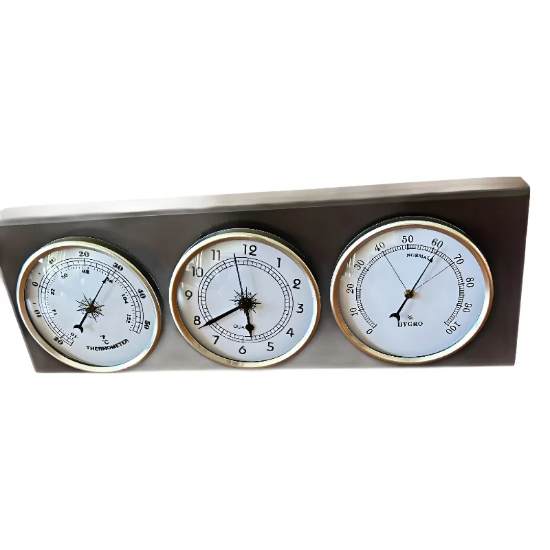 Humidity barometer pendant, rectangular solid wood bottom frame jewelry