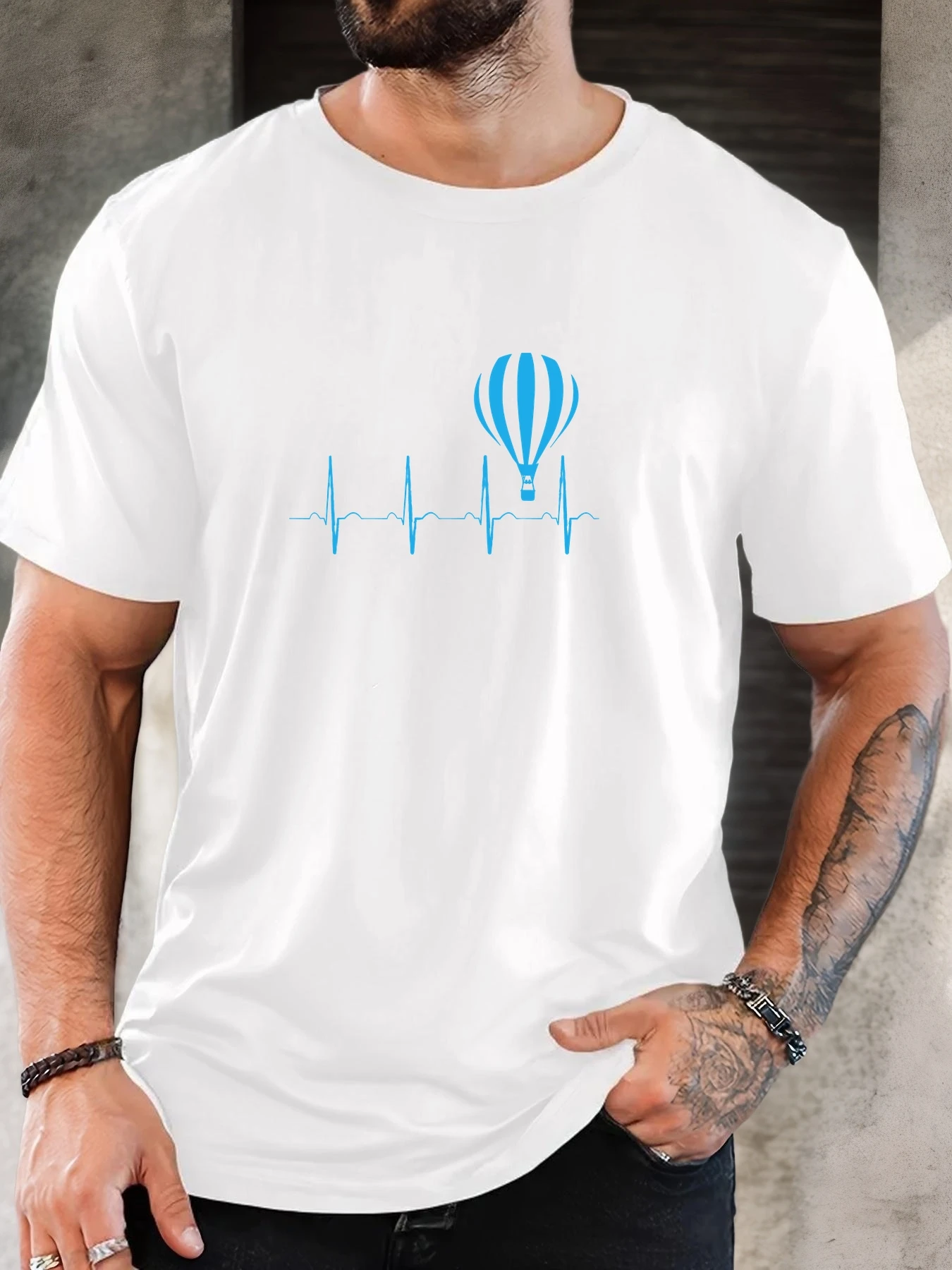 Hot Air Balloon & Heartbeat Graphic Men's Pure Cotton T-Shirt Short Sleeve Crew Neck Stylish Soft Breathable Summer Casual Wear
Hot Air Balloon & Heartbeat Graphic Men's Pure Cotton T-Shirt Short Sleeve Crew Neck Stylish Soft Breathable Summer Casual Wear