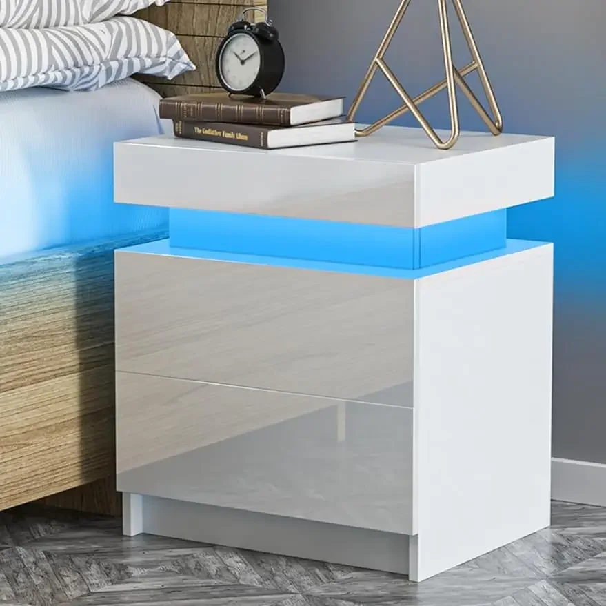 LED Nightstand White Nightstand with Led Lights Modern Night Stand with 2 High Gloss Drawers Led Bedside Table Smart Nigh
LED Nightstand White Nightstand with Led Lights Modern Night Stand with 2 High Gloss Drawers Led Bedside Table Smart Nigh