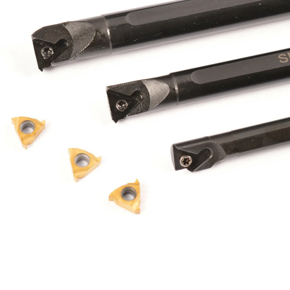 8mm + 10mm +12mm internal thread turning tool holder with 11IR AG60 inserts and 10pcs blades for semi finishing and finishing
8mm + 10mm +12mm internal thread turning tool holder with 11IR AG60 inserts and 10pcs blades for semi finishing and finishing