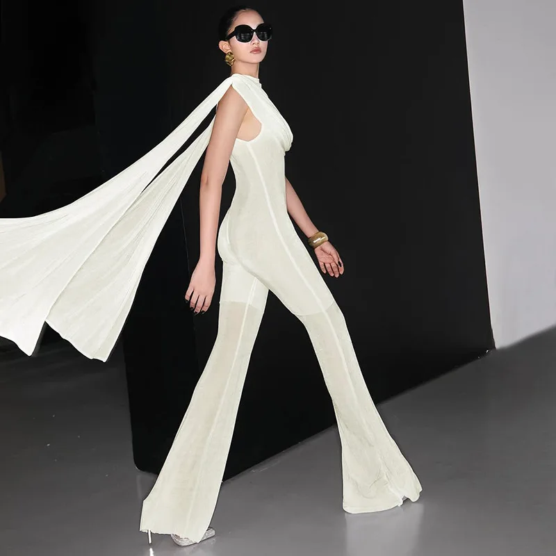 Women Sexy Ribbons Shawl Sleeve Slim Flare Jumpsuits Ruched Swinging Collar See Through Patchwork Party Overalls Casual Rompers
Women Sexy Ribbons Shawl Sleeve Slim Flare Jumpsuits Ruched Swinging Collar See Through Patchwork Party Overalls Casual Rompers