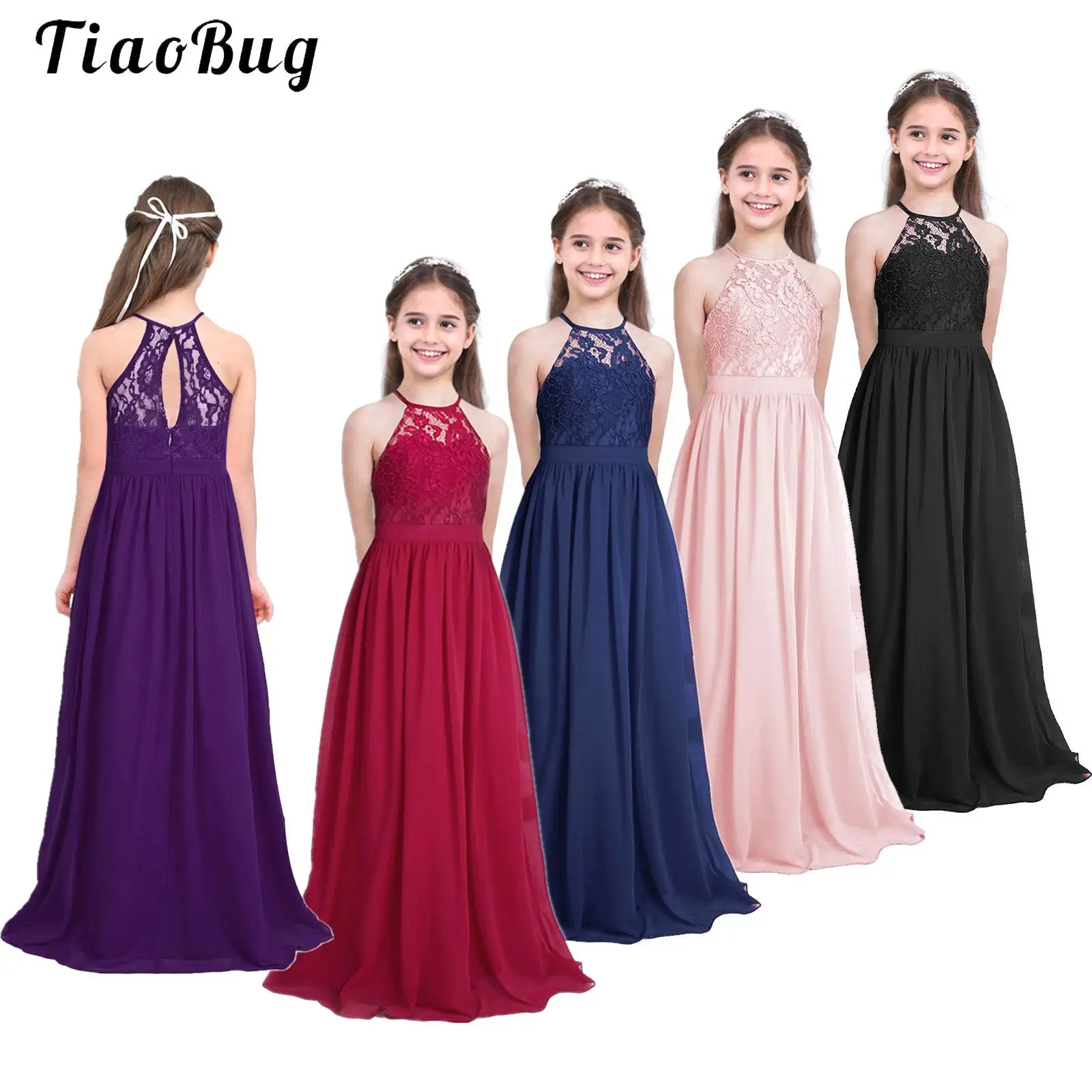 Girl's Elegant Halter Neck Floral Lace Flower Girl Birthday Party Dress for Kids Teen Wedding Festive Bridesmaid Lace Long Dress
Girl's Elegant Halter Neck Floral Lace Flower Girl Birthday Party Dress for Kids Teen Wedding Festive Bridesmaid Lace Long Dress