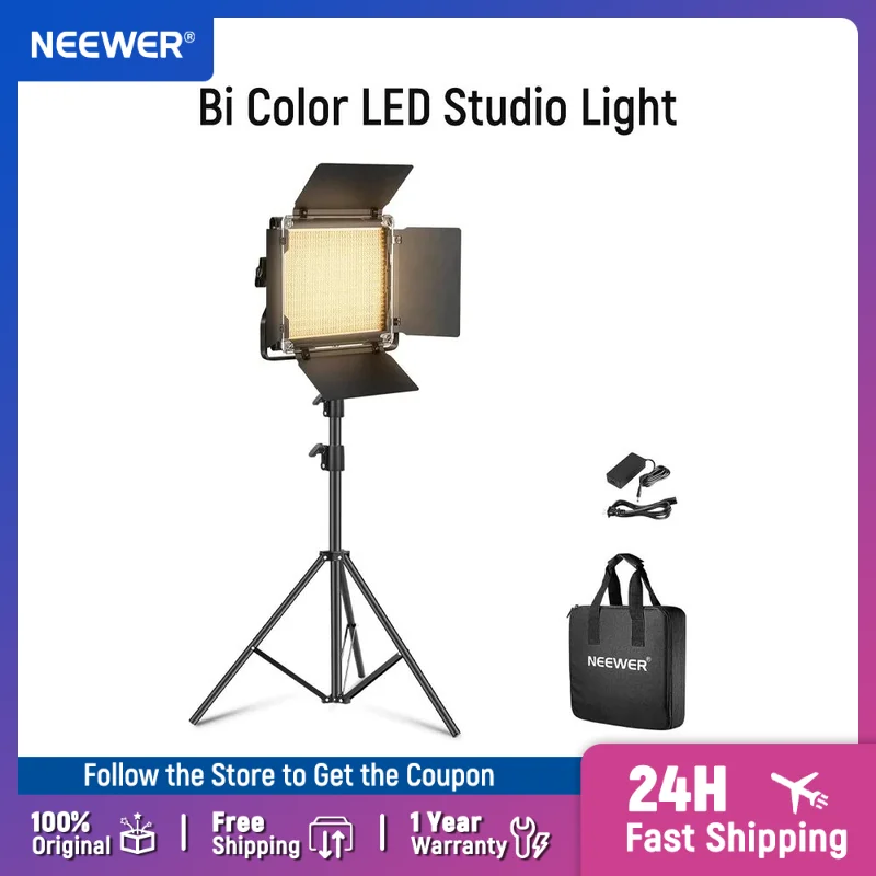 NEEWER Bi Color LED Studio Light with Tripod Stand Barndoors, Video Panel Key Lighting660 LEDs 3200K-5600K 3300lx/1m
NEEWER Bi Color LED Studio Light with Tripod Stand Barndoors, Video Panel Key Lighting660 LEDs 3200K-5600K 3300lx/1m