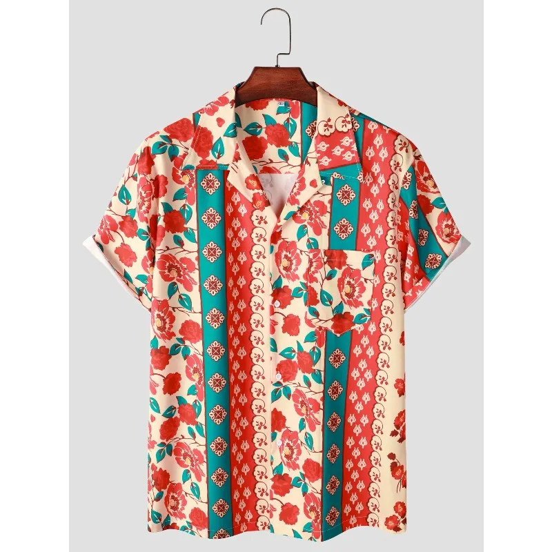 Men's Hawaiian Shirt with Bright Floral Print Short Sleeved Shirt for Summer Casual Beach Wear Suitable for Outdoor Wear
Men's Hawaiian Shirt with Bright Floral Print Short Sleeved Shirt for Summer Casual Beach Wear Suitable for Outdoor Wear