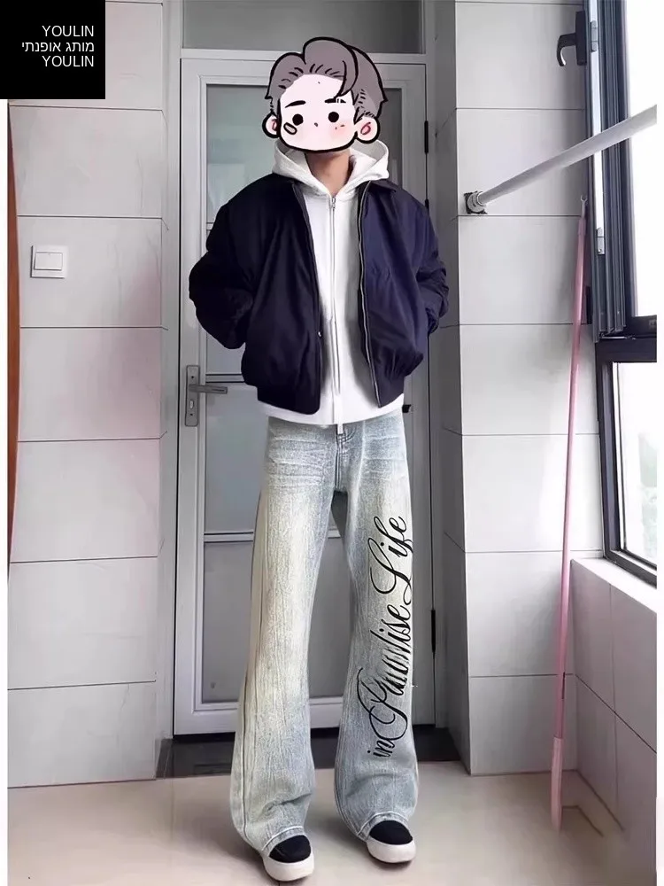 Cleanfit Vintage Blue Letter Men's Jeans Thi Straight Leg Knife Flared Pants Autumn Winter Faion Casual Cotton Denim
Cleanfit Vintage Blue Letter Men's Jeans Thi Straight Leg Knife Flared Pants Autumn Winter Faion Casual Cotton Denim