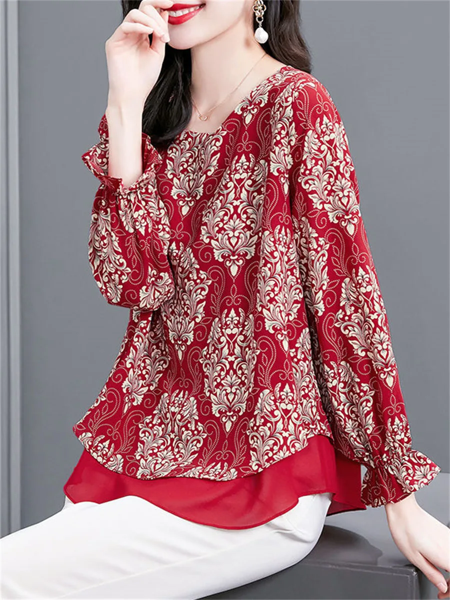 Chiffon unlined upper garment female early spring new style fashionable temperament velvet splicing loose retro print blouse
Chiffon unlined upper garment female early spring new style fashionable temperament velvet splicing loose retro print blouse